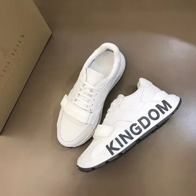 Burberry Blanco Negro Cuero y Malla Superior Letra Lateral Bold Estilo de Vida Sneakers 6