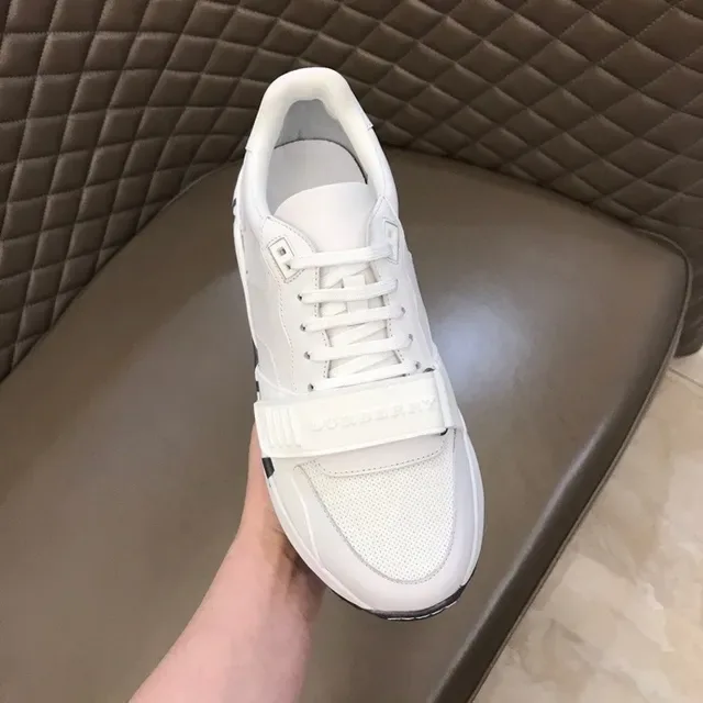 Burberry Blanco Negro Cuero y Malla Superior Letra Lateral Bold Estilo de Vida Sneakers 7