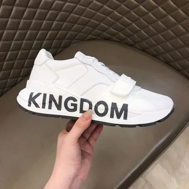Burberry Blanco Negro Cuero y Malla Superior Letra Lateral Bold Estilo de Vida Sneakers 8