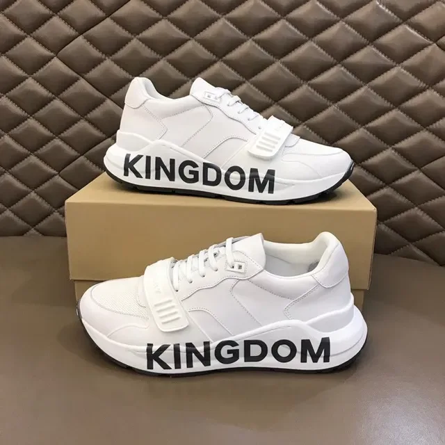 Burberry Blanco Negro Cuero y Malla Superior Letra Lateral Bold Estilo de Vida Sneakers 9