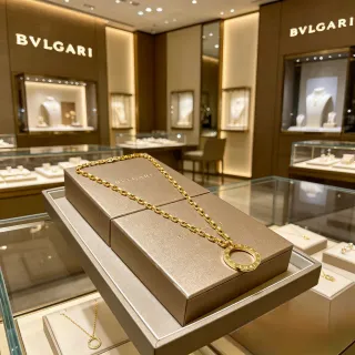 Bvlgari B.zero1 सلسلة ذهبية مربوطة بأشكال بيضاوية