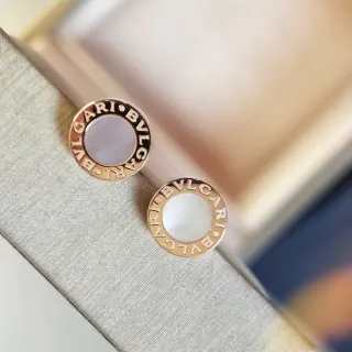 Bvlgari B.zero1 金白色圆形环形耳钉 刻有标志的耳环