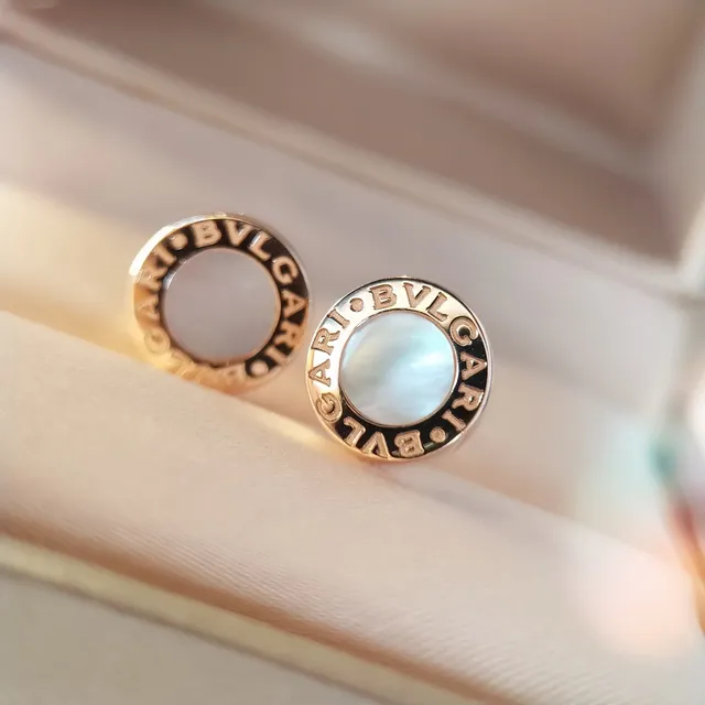 Bvlgari B.zero1 أقراط خاتم ذهبي أبيض دائري نقش شعار ربطة 7
