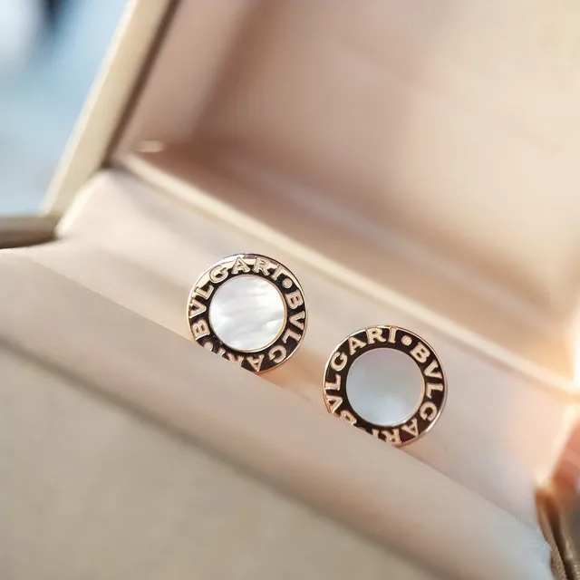 Bvlgari B.zero1 أقراط خاتم ذهبي أبيض دائري نقش شعار ربطة 8