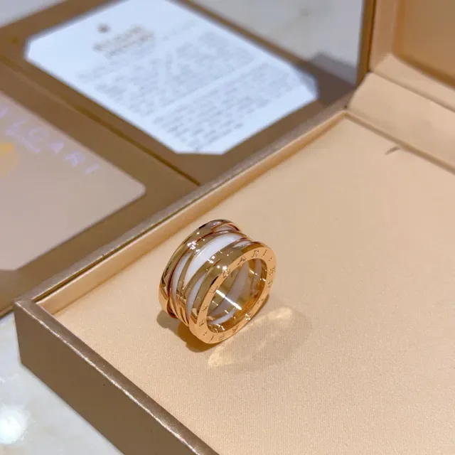 Bvlgari B.zero1 Multi-Band Ceramic and Rose Gold Ring 7