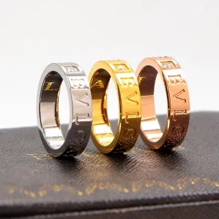 Bvlgari B.zero1 فضة ذهب نقش شعار نطاق Channel-Set أحجار حلقة
