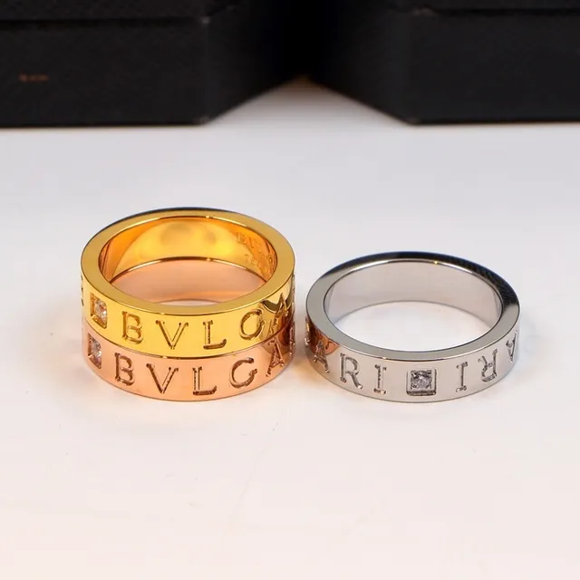 Bvlgari B.zero1 Silver Gold Engraved Logo Band Channel-Set Stones Ring 5