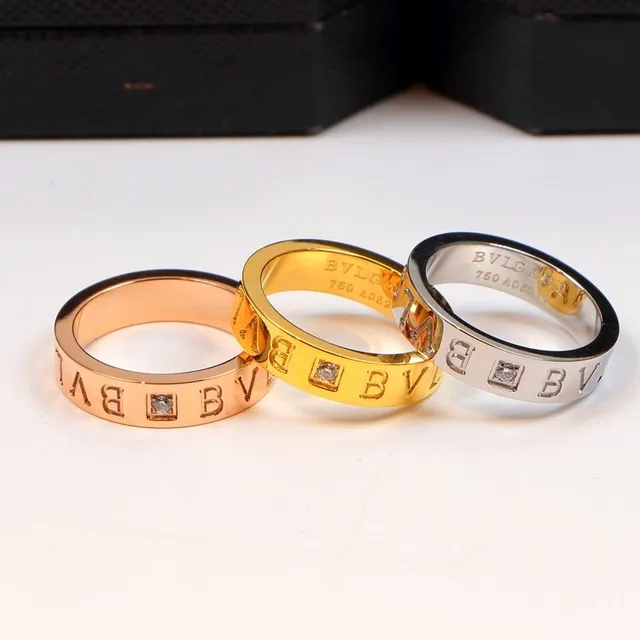 Bvlgari B.zero1 Silver Gold Engraved Logo Band Channel-Set Stones Ring 6