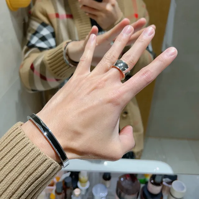 Bvlgari B.zero1 双色玫瑰金和白色金属戒指 5
