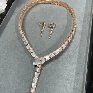 Bvlgari Gold White Articulated Segmented Links Mother-of-Pearl Inlay Necklace