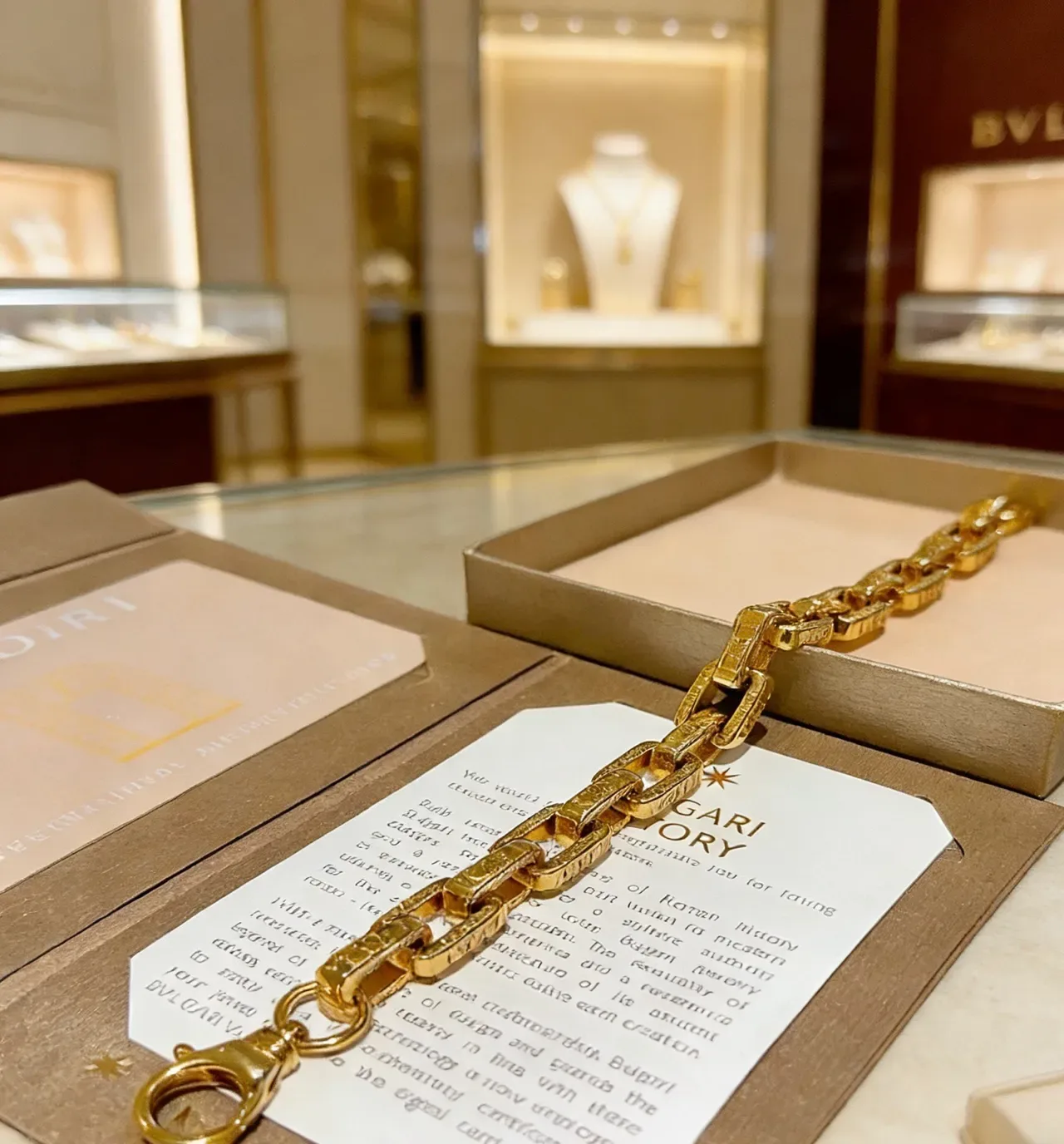 Bvlgari Iconic Link सोने के रंग का उकेरा हुआ चेन ब्रेसलेट 2