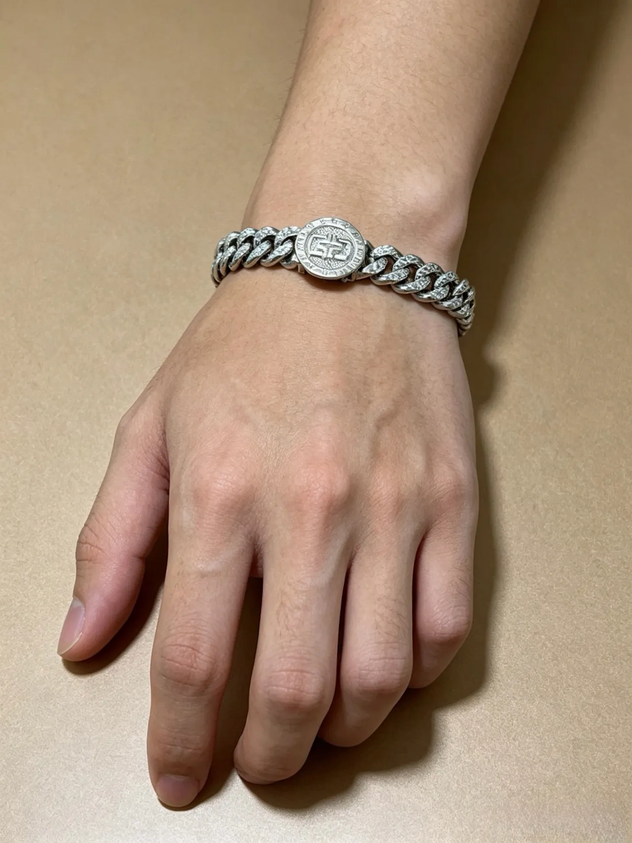Bvlgari Iconica রুপো মোটা Curb-Link Faceted Diamond-Cut Finish ব্রেসলেট 6