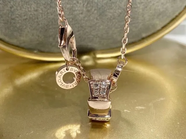Bvlgari Serpenti Stacked Enamel and Diamond Pendant Necklace 4