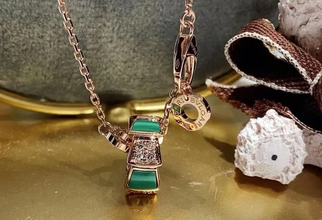 Bvlgari Serpenti Stacked Enamel and Diamond Pendant Necklace 5