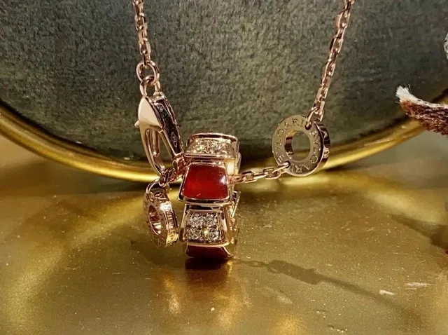 Bvlgari Serpenti Stacked Enamel and Diamond Pendant Necklace 7