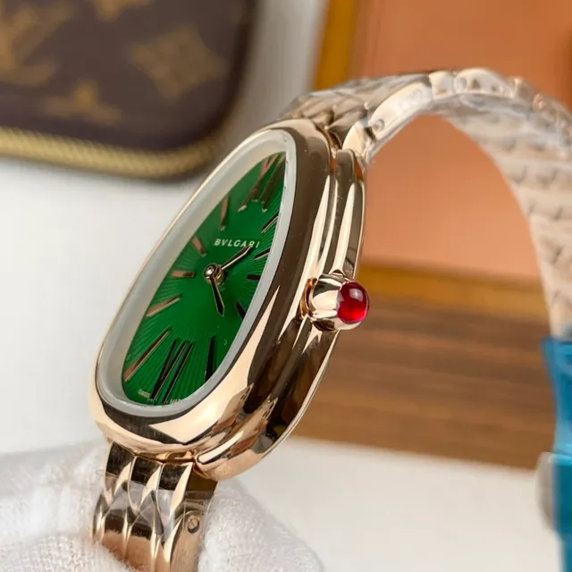 Bvlgari Serpenti Gotas Verdes Sunburst Relógio Mecânico 2