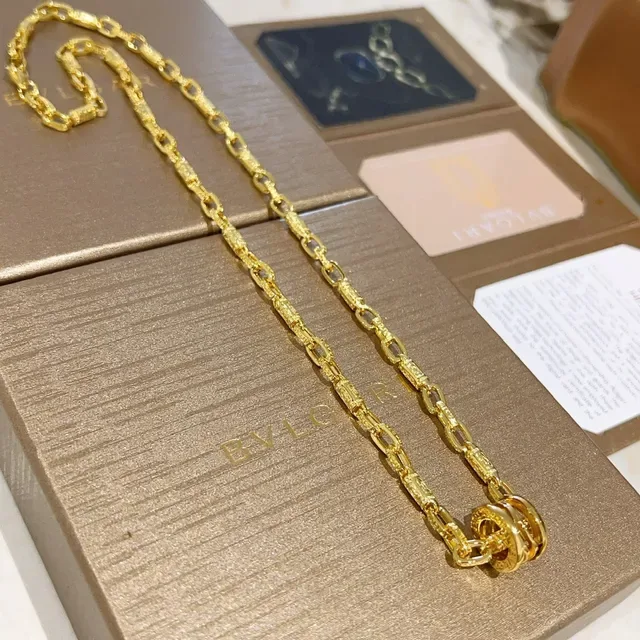 Bvlgari Tubogas-Style قلادة سلسلة ذهبية 4