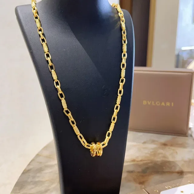 Bvlgari Tubogas-Style قلادة سلسلة ذهبية 7