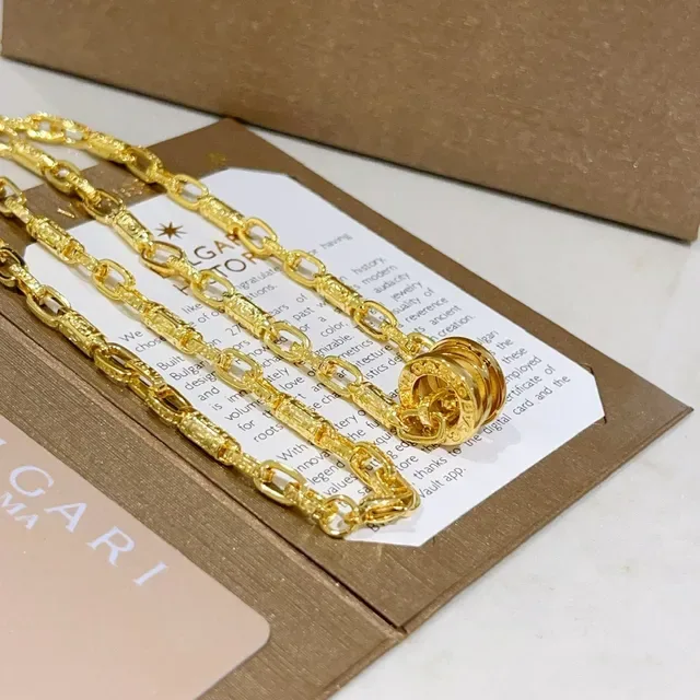 Bvlgari Tubogas-Style قلادة سلسلة ذهبية 9