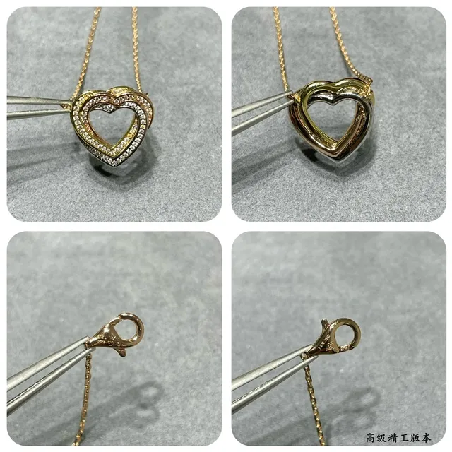 Cartier Amulette de Cartier Coração Colar Duas Camadas Pavé Diamante Bicolor Ouro 2