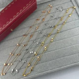 Cartier سلسلة مزدوجة قرص دائري قلادة