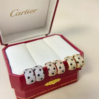حلقة Cartier ذهبي أسود باڤيه-سيت بشكل قبة شكل نطاق