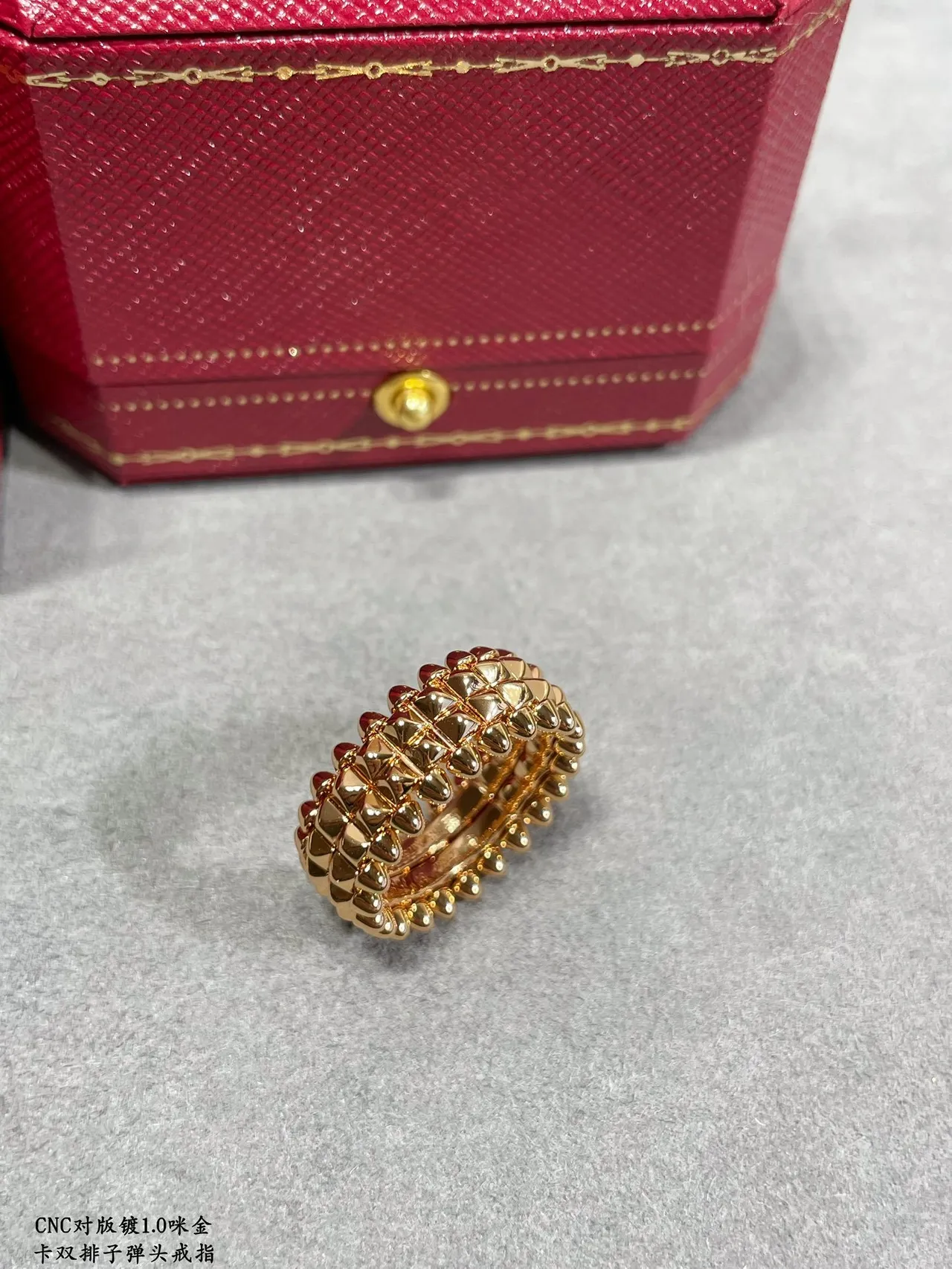 Cartier Gold Silver Spiked Geometric Dual-Row Pavé-Stud Ring 3