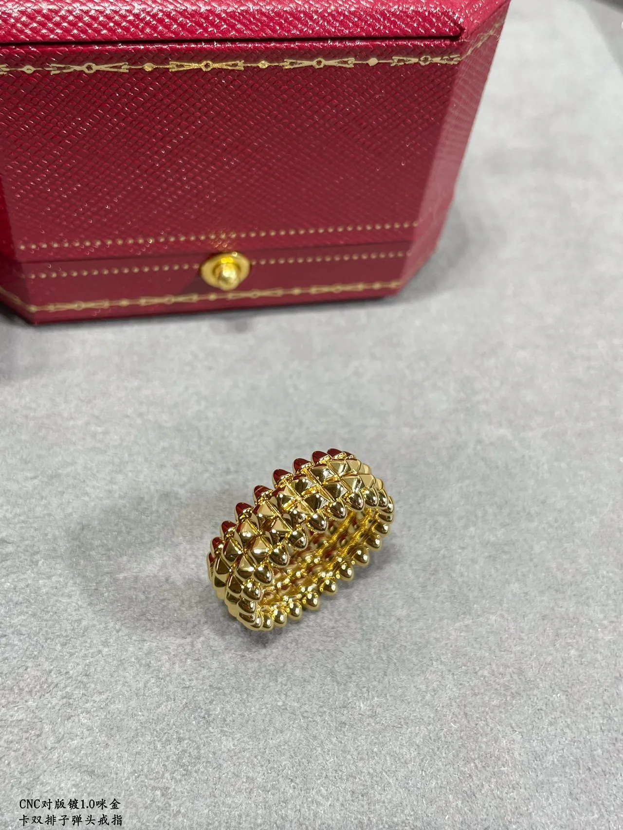 Cartier Gold Silver Spiked Geometric Dual-Row Pavé-Stud Ring 9