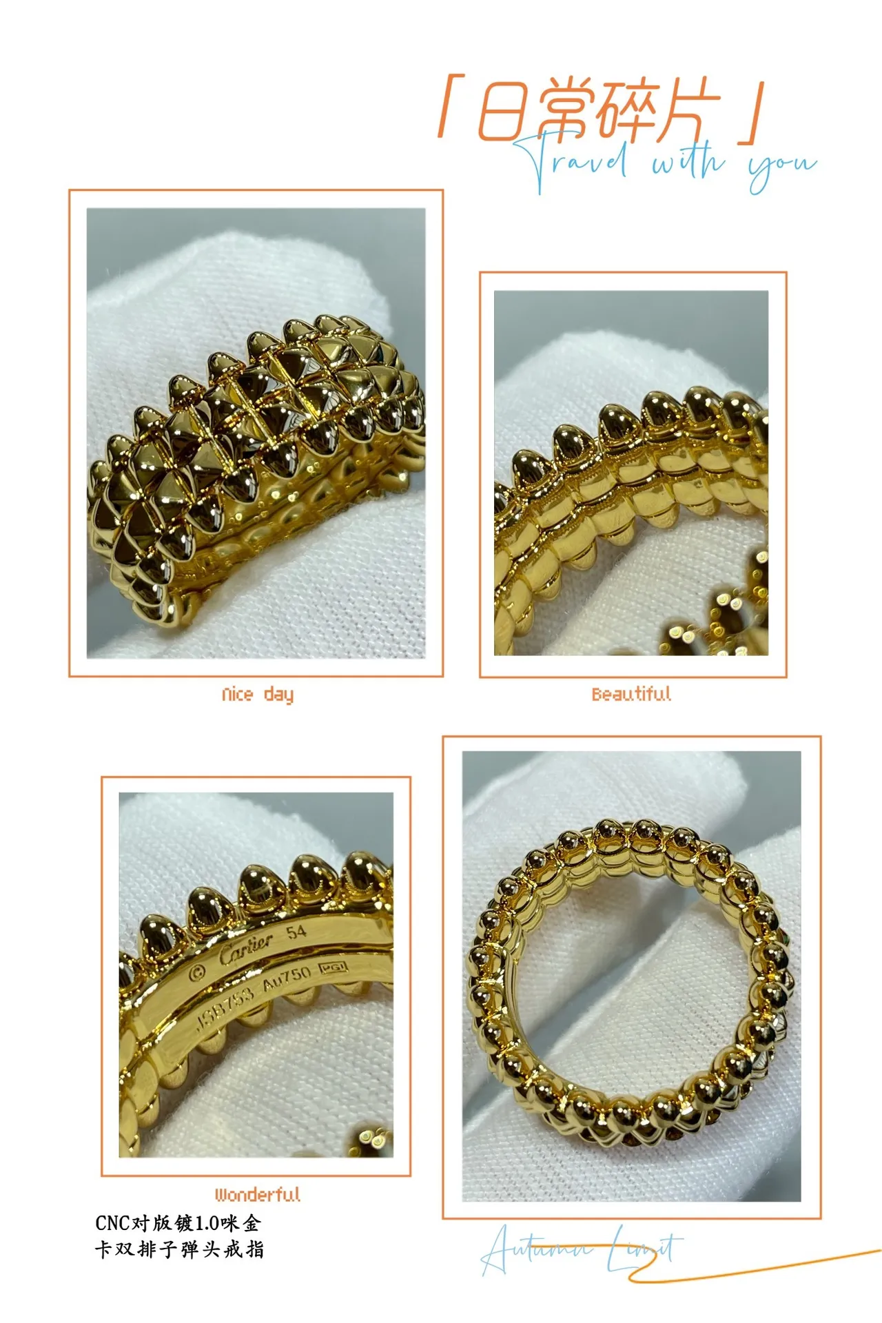 Cartier Gold Silver Spiked Geometric Dual-Row Pavé-Stud Ring 4