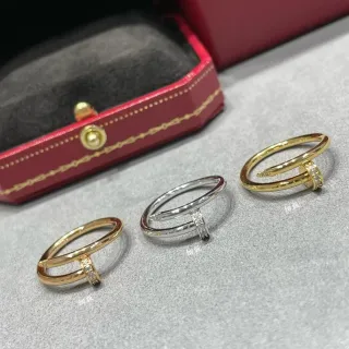 Cartier Juste un Clou গোল্ড সিলভার নখের মোটিফ পাভে-সেট রিং