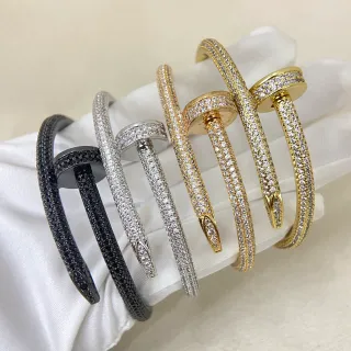 Cartier Juste un Clou Gold Silver Nail-Shaped Pavé-Set Bracelet