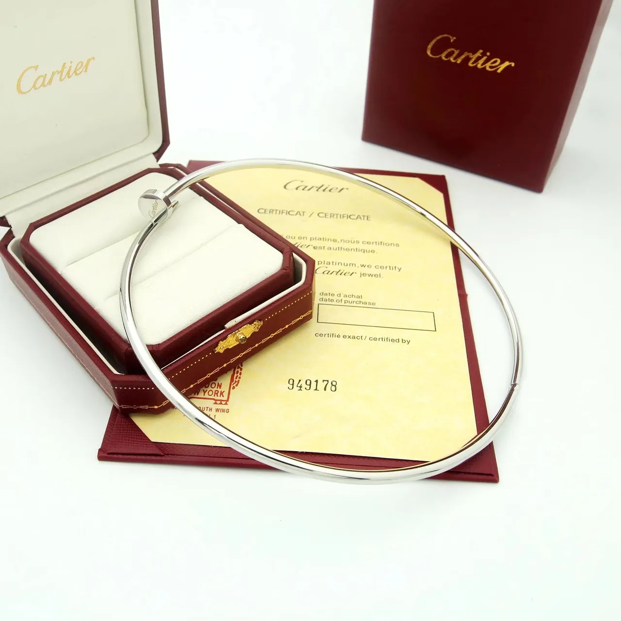 Cartier Juste un Clou Gold Silver Thin Circular Bangle Screw-Head Clasp Bracelet 7