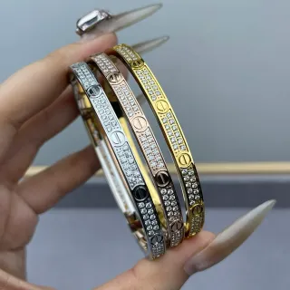 Cartier Juste un Clou Pavé Screw Motif Rigid Bangle Bracelets