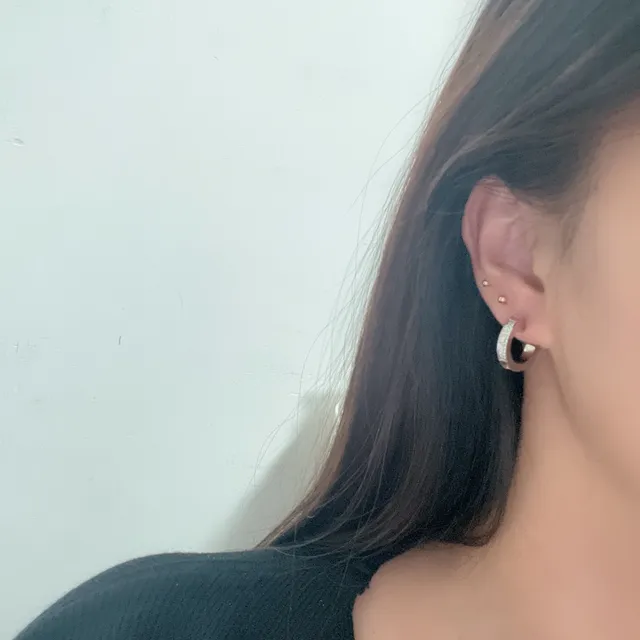 Cartier Juste un Clou Silver Gold Flat Hoop Pavé-Set Crystals Earrings 2