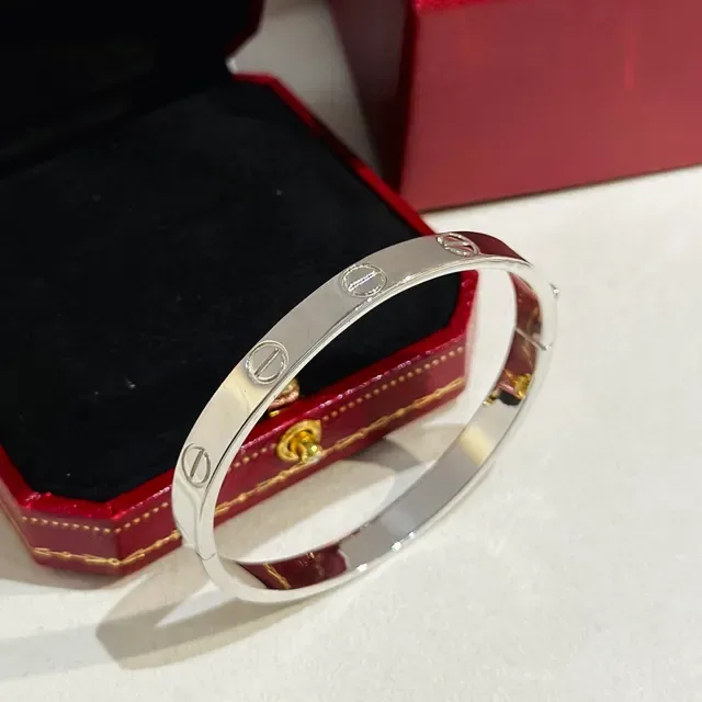 Pulseira Cartier Love Prata e Dourado Polido com Bisagra e Motivo de Parafuso Pulseiras 2