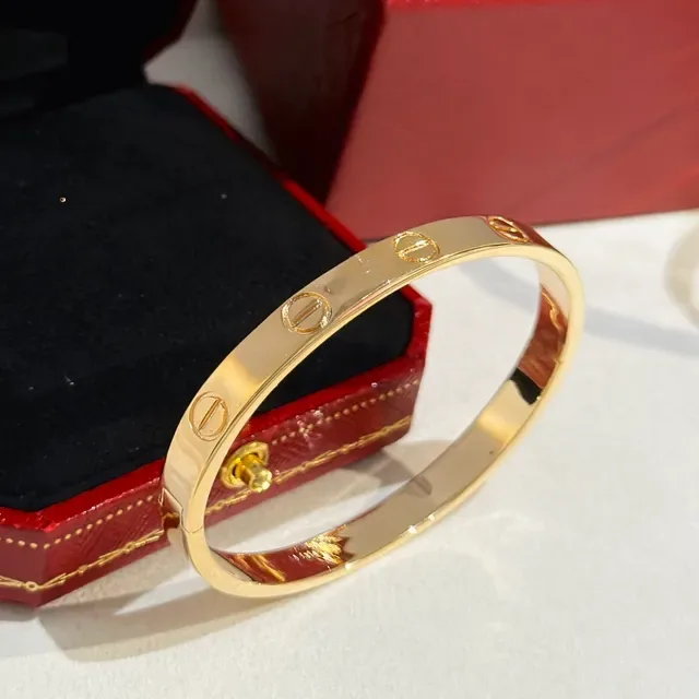 Pulseira Cartier Love Prata e Dourado Polido com Bisagra e Motivo de Parafuso Pulseiras 4