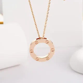 Cartier Love বৃত্তাকার খোলা হুপ স্ক্রু-মোটিফ গোলাপি সোনা হার