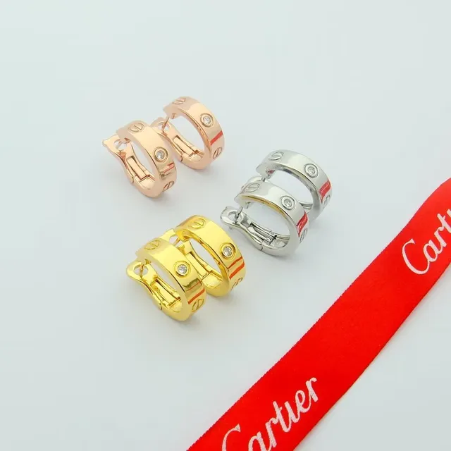 Cartier Love Gold Silver Hinged Hoop Screw-Motif Earrings 2