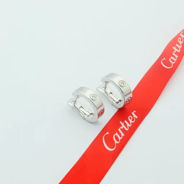 Cartier Love Gold Silver Hinged Hoop Screw-Motif Earrings 6