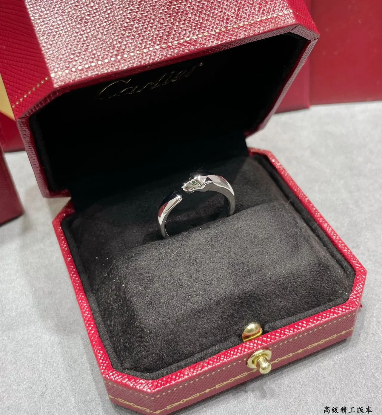Cartier Panthère Gold Silver Panther Head Motif Open Adjustable Band Ring 7