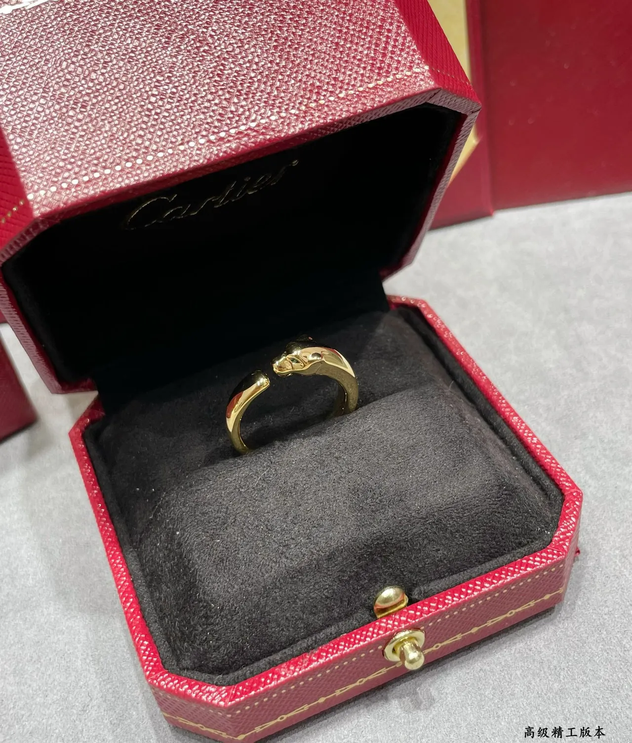 Cartier Panthère Gold Silver Panther Head Motif Open Adjustable Band Ring 8