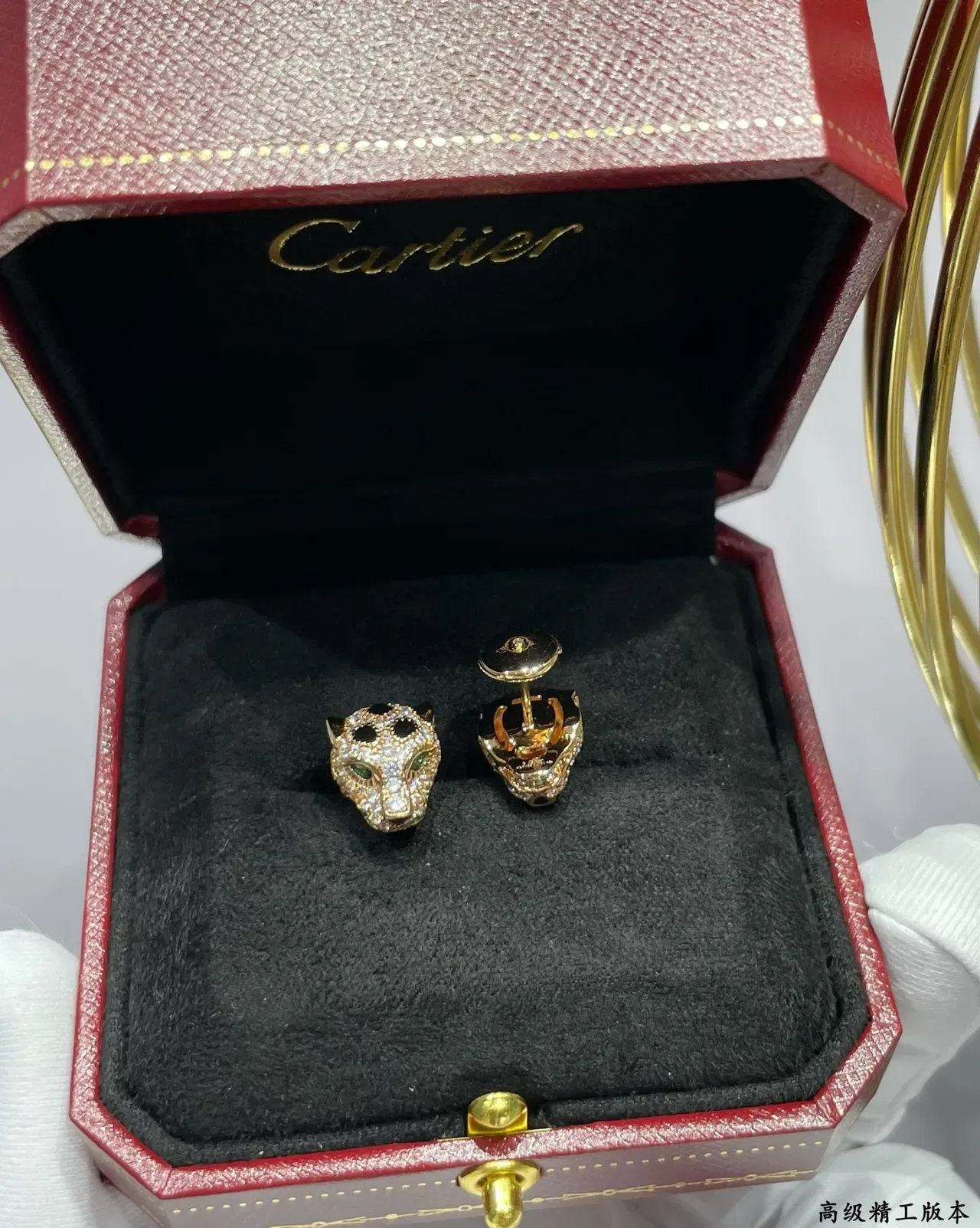 Cartier Panthère সোনা রূপা তেন্ডুয়া মাথা মোটিফ প্যাভে ক্রিস্টাল কানের দুল 3