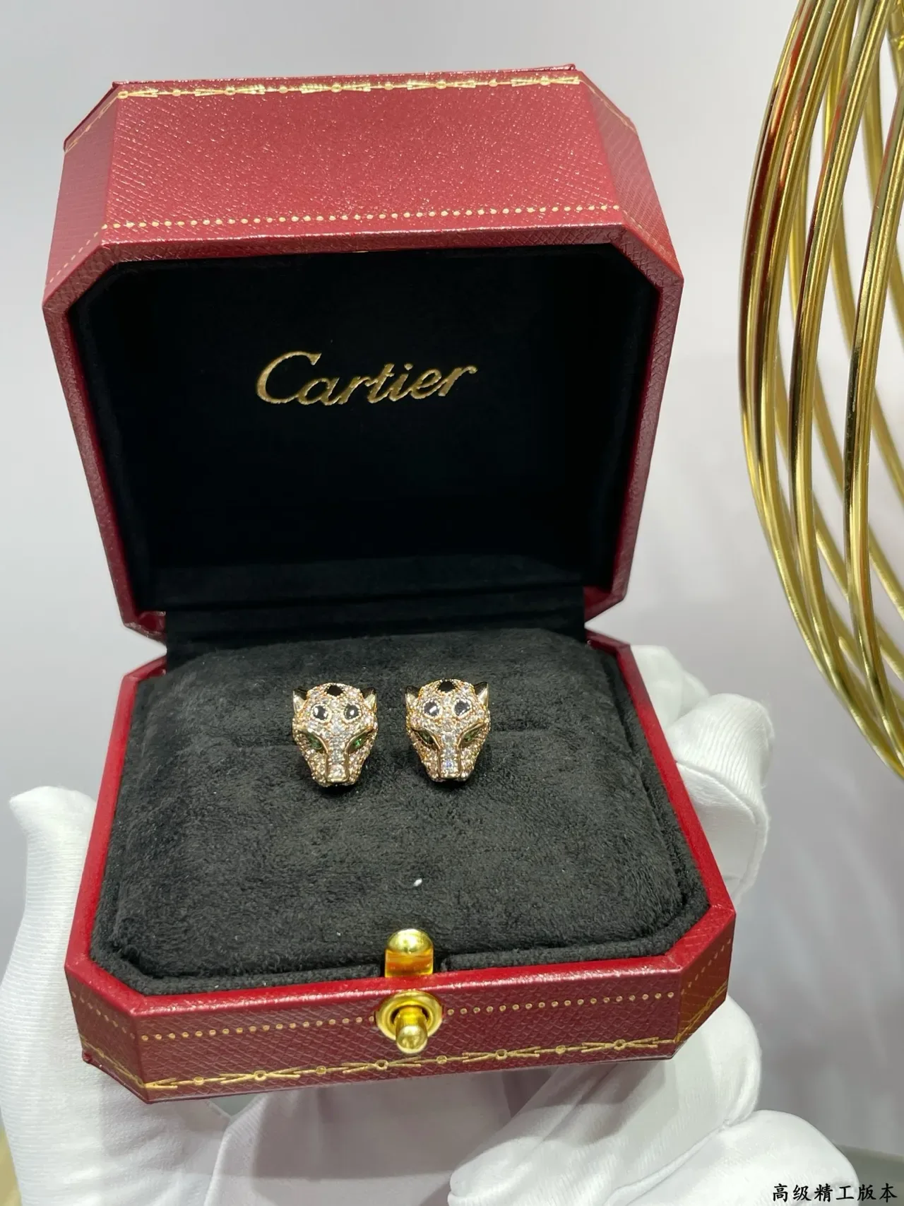 Cartier Panthère সোনা রূপা তেন্ডুয়া মাথা মোটিফ প্যাভে ক্রিস্টাল কানের দুল 4