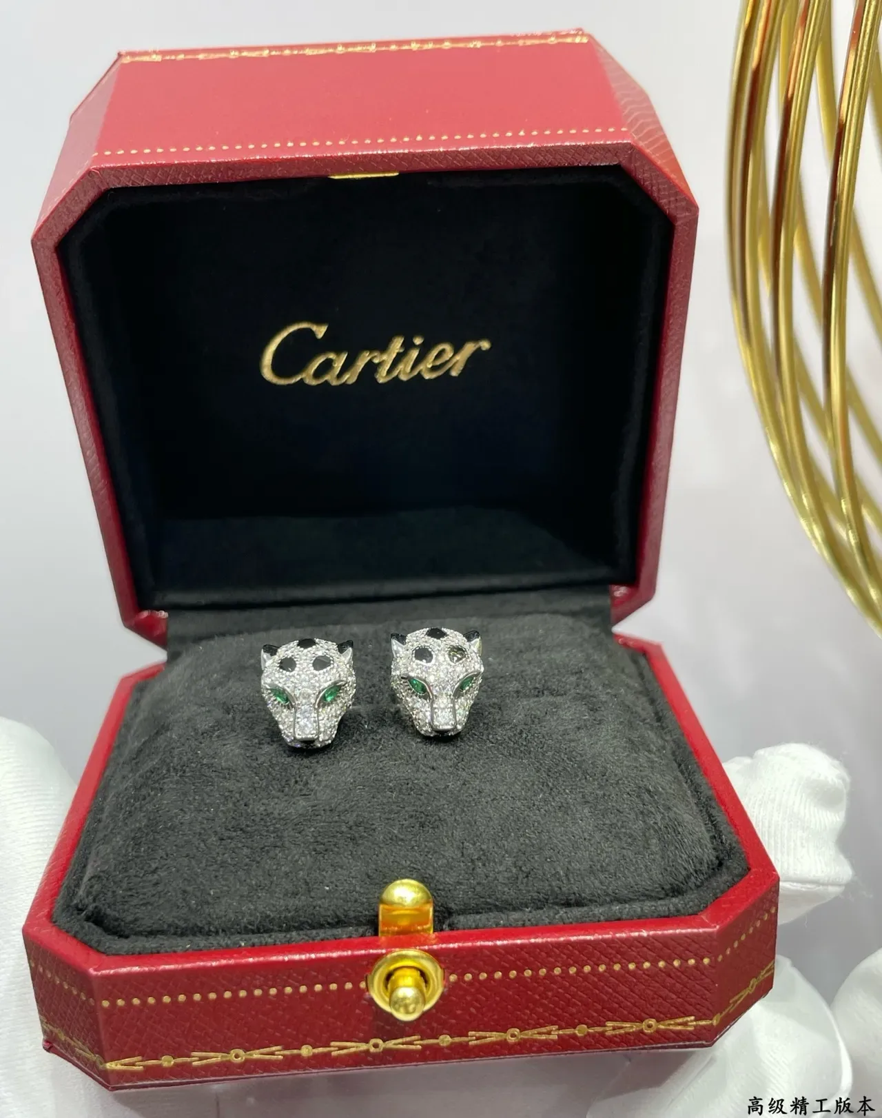 Cartier Panthère সোনা রূপা তেন্ডুয়া মাথা মোটিফ প্যাভে ক্রিস্টাল কানের দুল 5