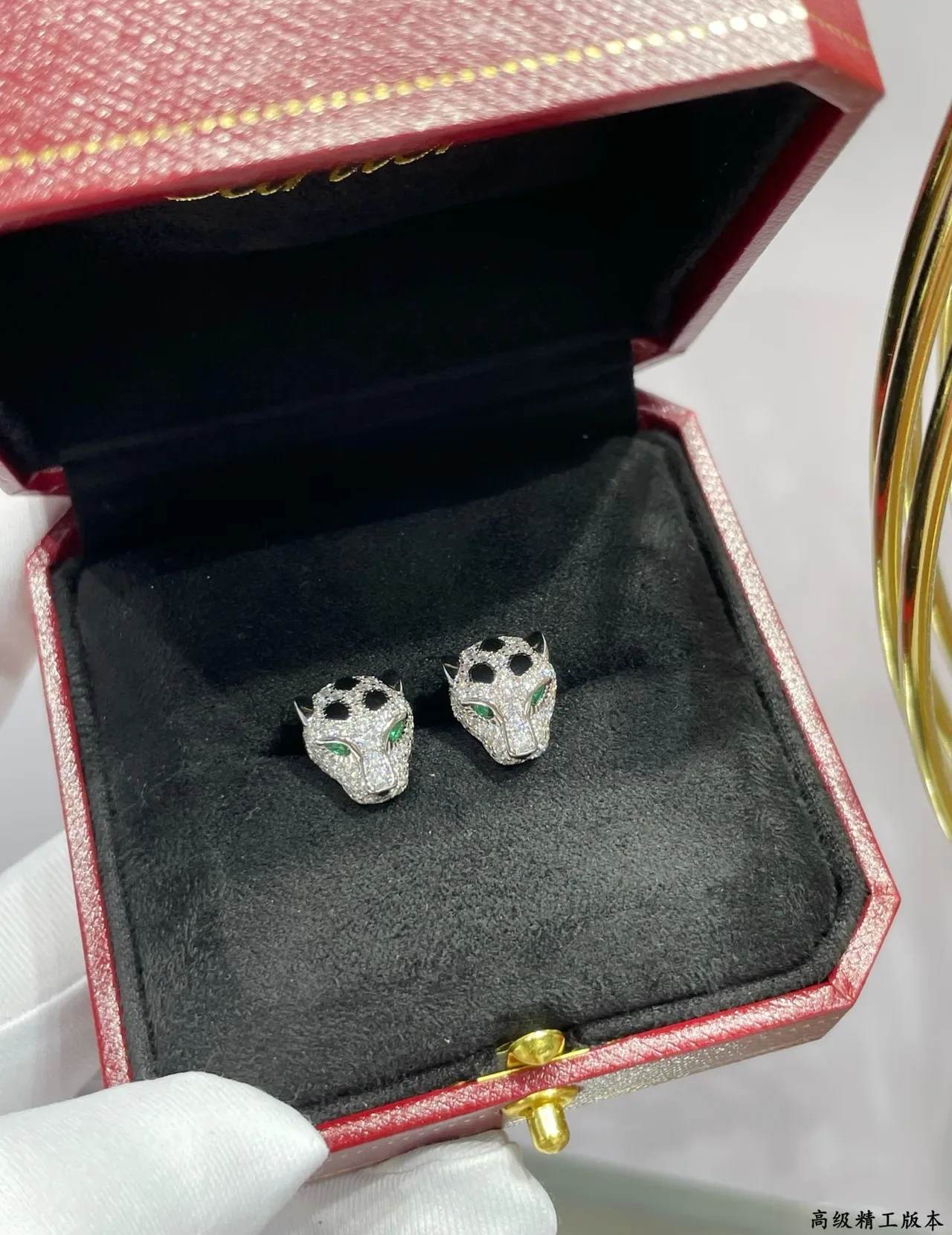 Cartier Panthère সোনা রূপা তেন্ডুয়া মাথা মোটিফ প্যাভে ক্রিস্টাল কানের দুল 6