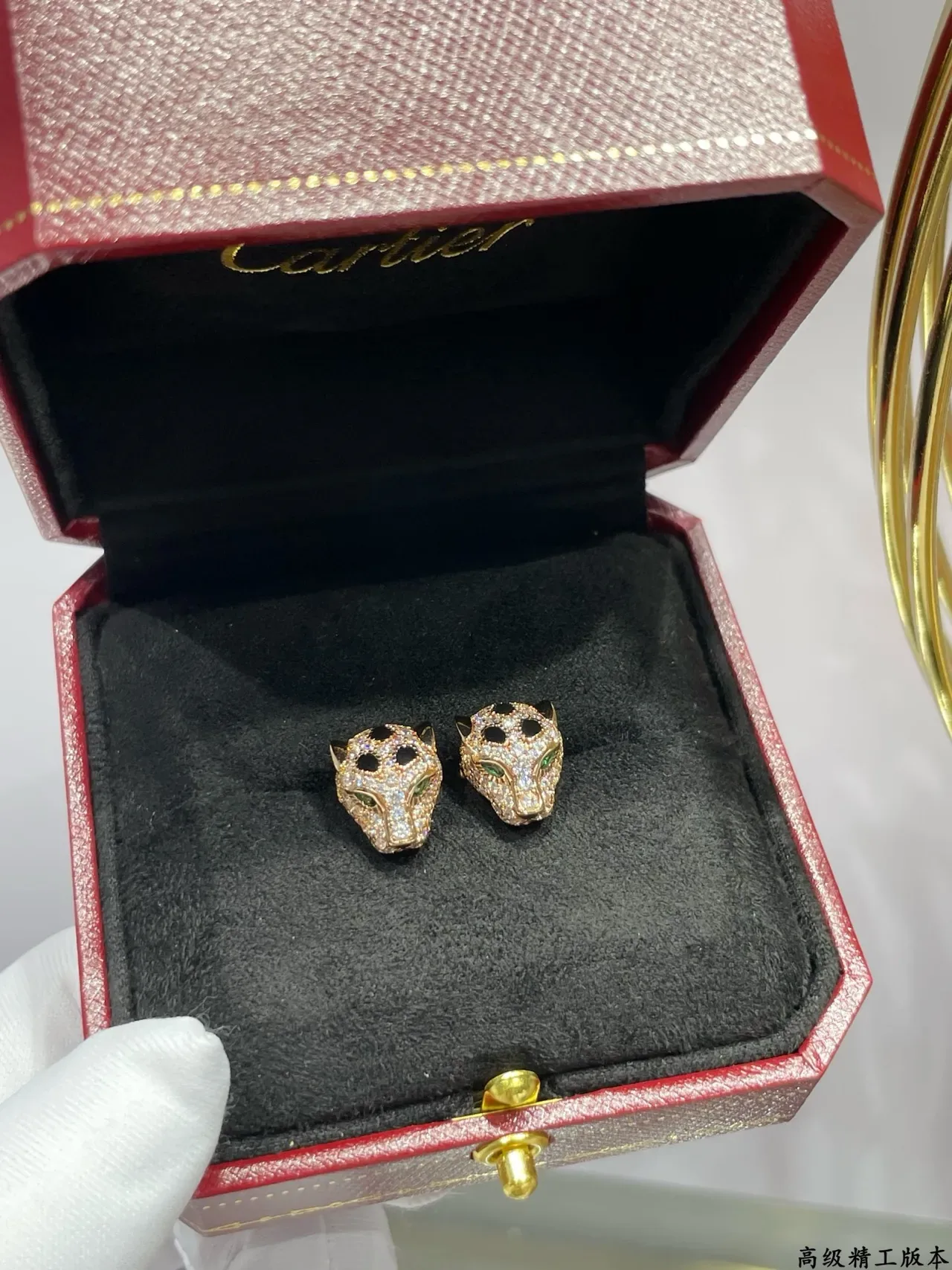 Cartier Panthère সোনা রূপা তেন্ডুয়া মাথা মোটিফ প্যাভে ক্রিস্টাল কানের দুল 7