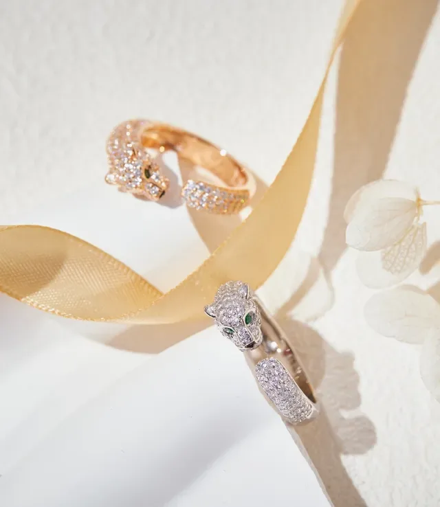 Cartier Panthère Panther Head Pavé Diamond Emerald Eye Open Ring 4
