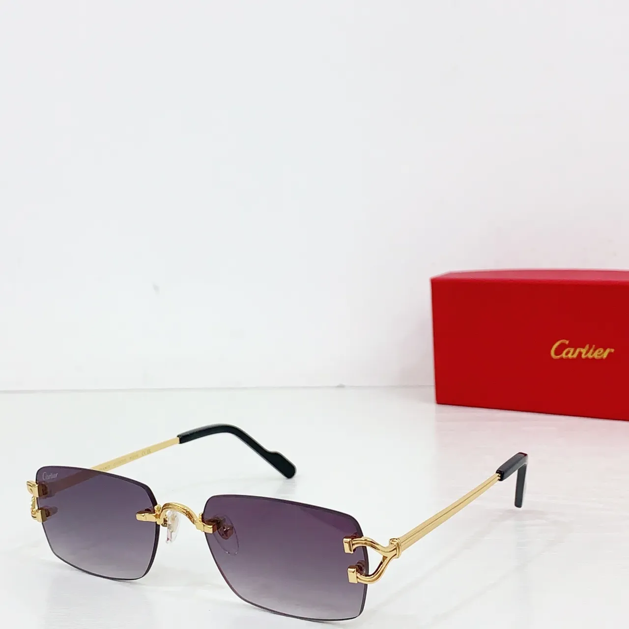 Cartier Rimless Gold-Tone Gradient Gray Sunglasses 2