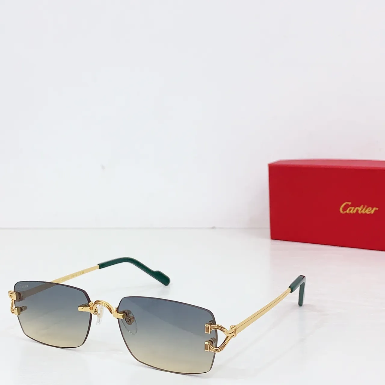 Cartier Rimless Gold-Tone Gradient Gray Sunglasses 3