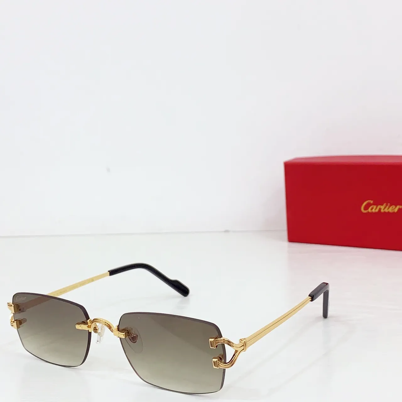 Cartier Rimless Gold-Tone Gradient Gray Sunglasses 4
